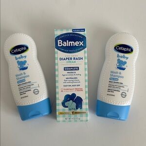 (1) Balmex Cream (2) Cetaphil Baby Wash & Shampoo Bundle Great Baby Shower Gift!